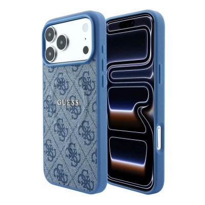 Funda Guess MagSafe PU 4G Relieve iPhone 18 Pro Max/17 Pro Max Azul Claro